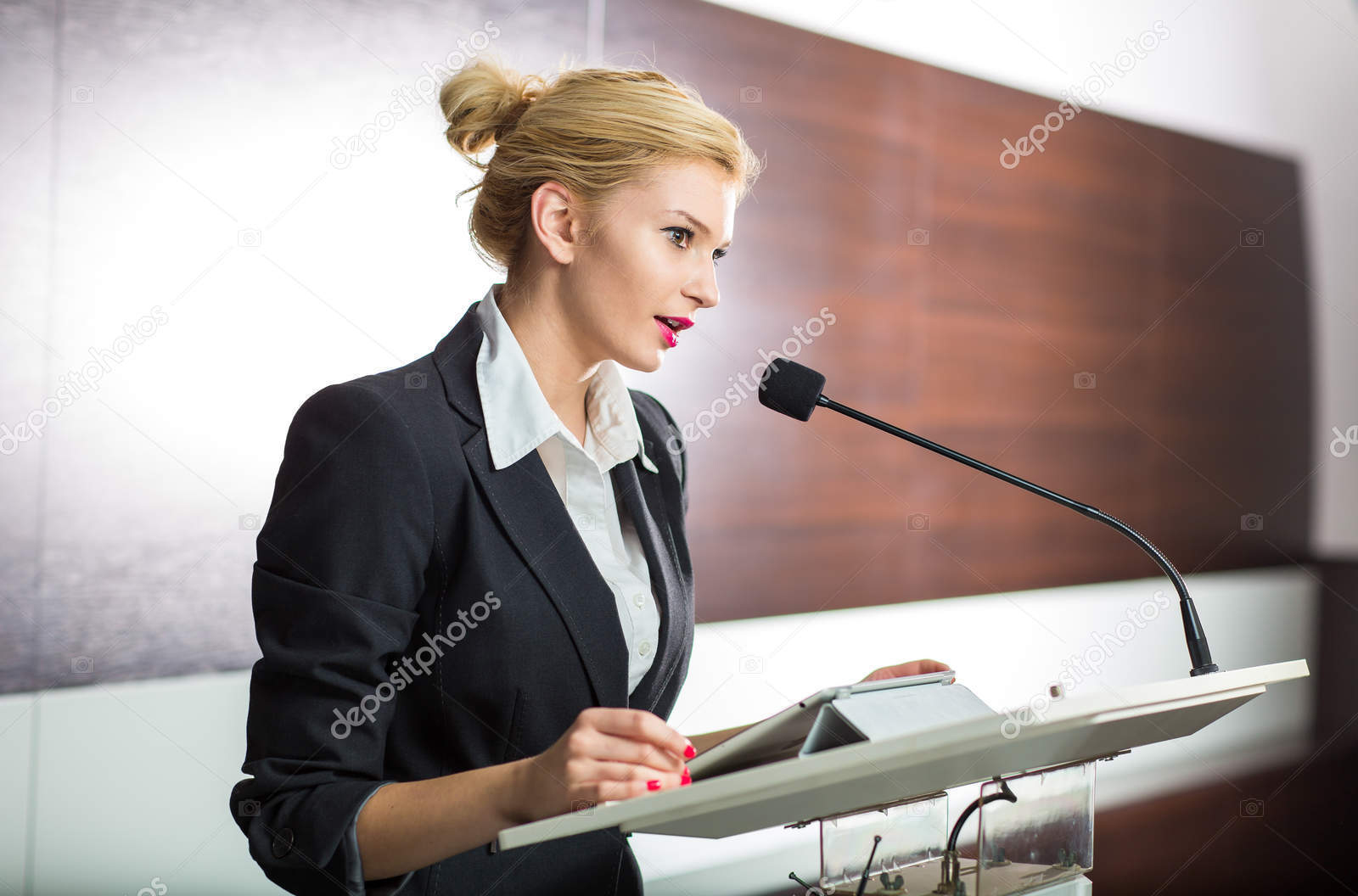depositphotos 196983430 stock photo pretty young business woman giving